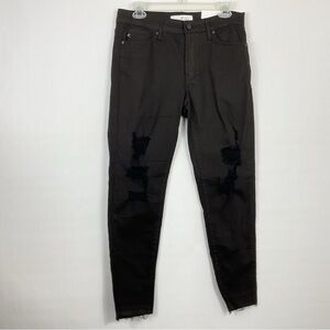 Kancan Distressed Mid Rise Ankle Skinny Black Jeans‎ Size 29